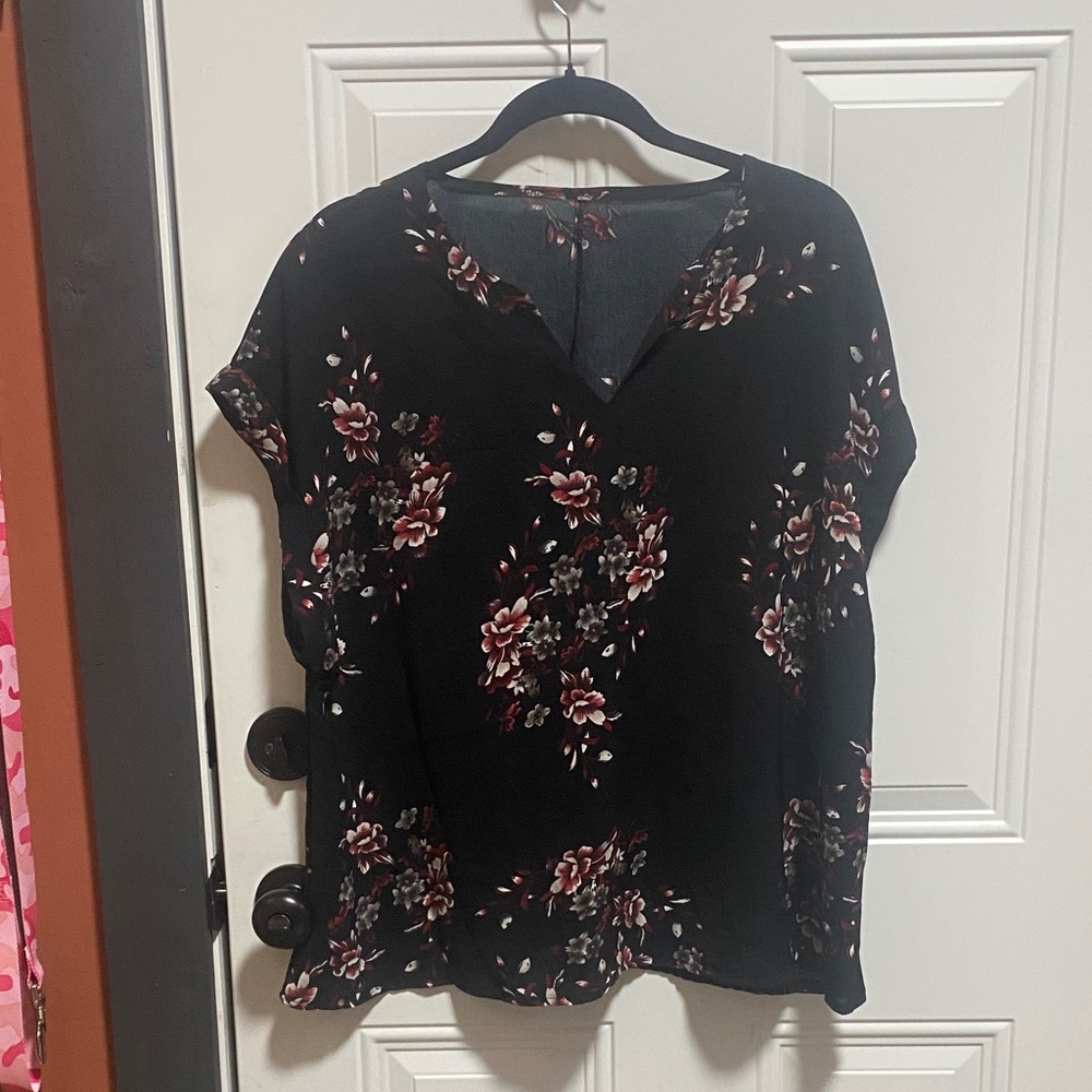 Shein Curve Floral Black Women's Top Size 2xl